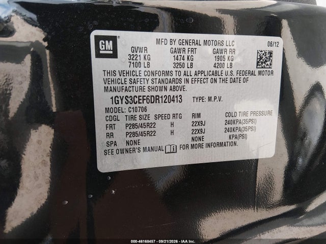 46168457 :رقم المزاد ، 1GYS3CEF6DR120413 vin ، 2013 Cadillac Escalade Premium مزاد بيع