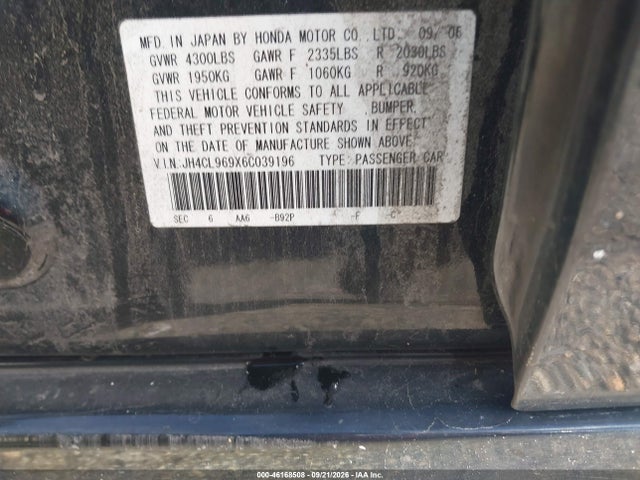 2006 Acura Tsx მანქანა იყიდება აუქციონზე, vin: JH4CL969X6C039196, აუქციონის ნომერი: 46168508