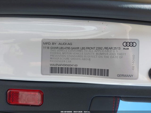 Продажа на аукционе авто 2019 Audi A4 45 Premium, vin: WAUENAF45KN004149, номер лота: 46168586