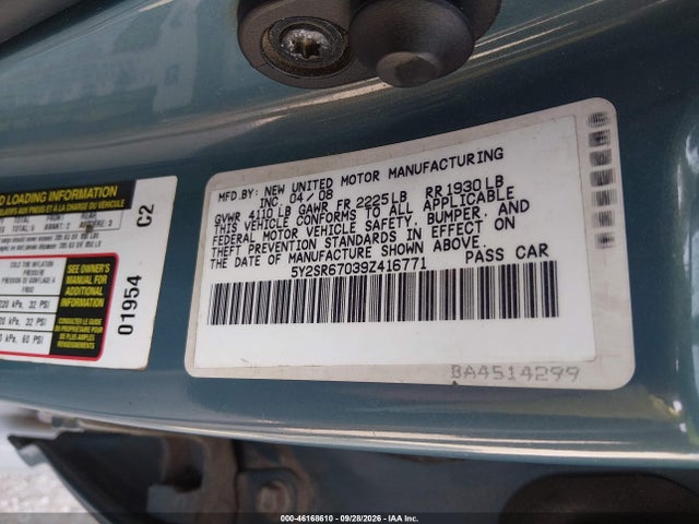 46168610 :رقم المزاد ، 5Y2SR67039Z416771 vin ، 2009 Pontiac Vibe Gt مزاد بيع