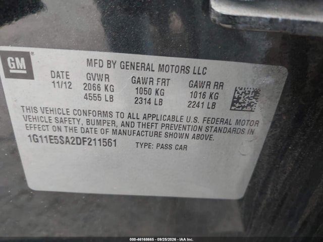 2013 Chevrolet Malibu 2lt მანქანა იყიდება აუქციონზე, vin: 1G11E5SA2DF211561, აუქციონის ნომერი: 46168665