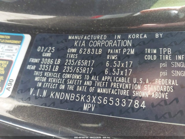 Продаж на аукціоні авто 2025 Kia Carnival Mpv Lxs, vin: KNDNB5K3XS6533784, номер лоту: 46168754