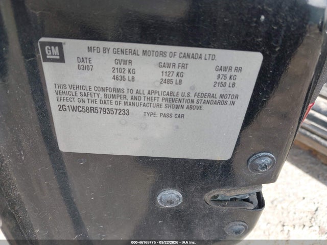 46168775 :رقم المزاد ، 2G1WC58R579357233 vin ، 2007 Chevrolet Impala Lt مزاد بيع