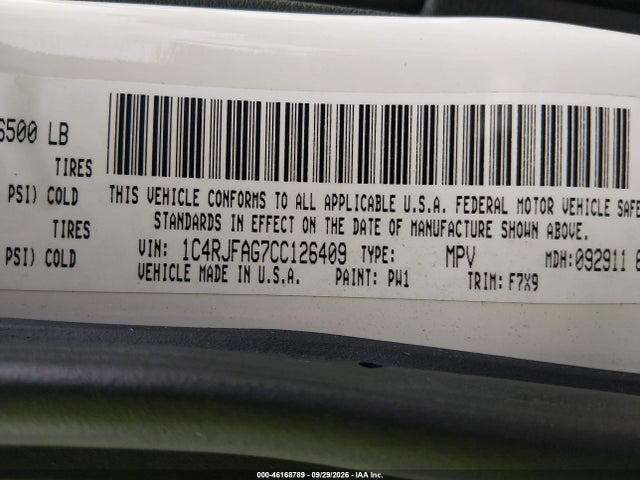 Продаж на аукціоні авто 2012 Jeep Grand Cherokee Laredo, vin: 1C4RJFAG7CC126409, номер лоту: 46168789