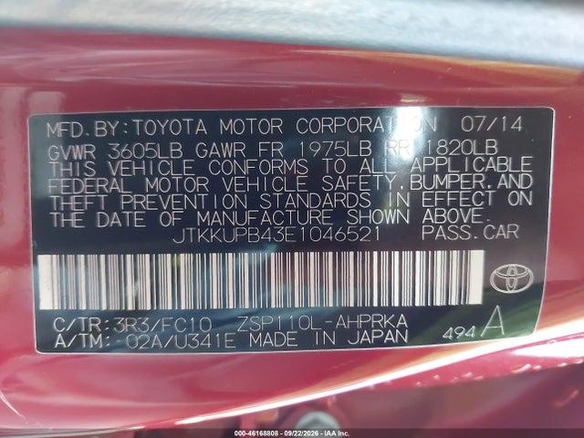 Продажа на аукционе авто 2014 Scion Xd, vin: JTKKUPB43E1046521, номер лота: 46168808