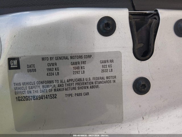 Aukcja sprzedaży 2009 Pontiac G6, vin: 1G2ZG57BX94141532, numer aukcji: 46168830