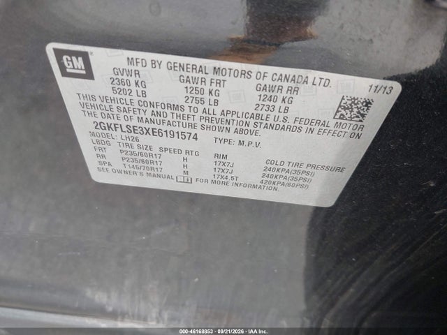 Продажа на аукционе авто 2014 Gmc Terrain Slt-1, vin: 2GKFLSE3XE6191574, номер лота: 46168853