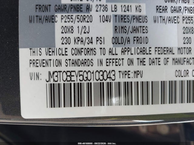 Продаж на аукціоні авто 2016 Mazda Cx-9 Signature, vin: JM3TCBEY5G0103043, номер лоту: 46168880