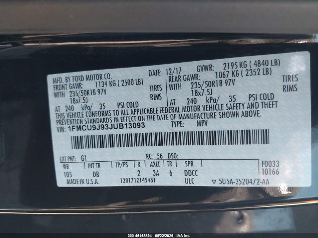Ford Escape Titanium 2018 1FMCU9J93JUB13093 Image 9