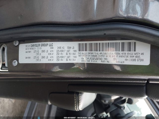 2015 Jeep Cherokee Latitude მანქანა იყიდება აუქციონზე, vin: 1C4PJMCS6FW587343, აუქციონის ნომერი: 46168897