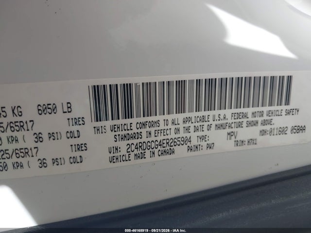 2C4RDGCG4ER265904 Dodge Grand Caravan Sxt