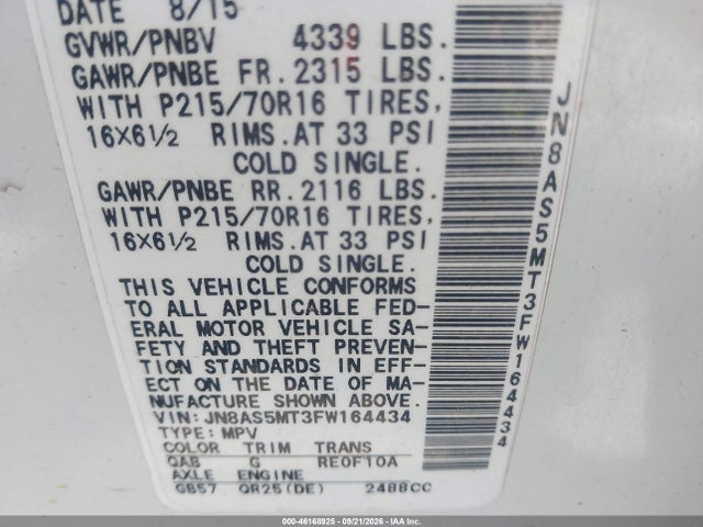 Nissan Rogue Select S 2015 JN8AS5MT3FW164434 Image 9