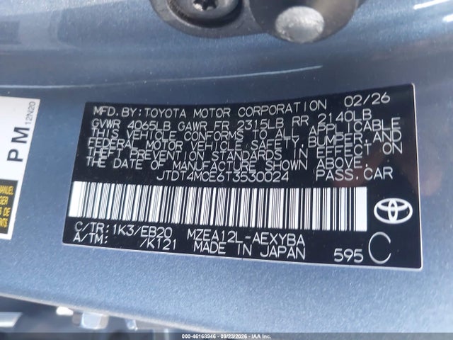Aukcja sprzedaży 2026 Toyota Corolla Xse, vin: JTDT4MCE6T3530024, numer aukcji: 46168946