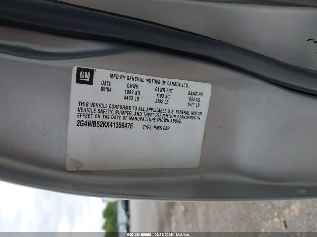 Продажа на аукционе авто 2004 Buick Regal Ls, vin: 2G4WB52KX41356476, номер лота: 46168960