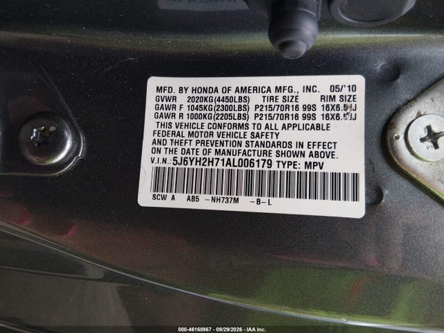 Aukcja sprzedaży 2010 Honda Element Ex, vin: 5J6YH2H71AL006179, numer aukcji: 46168967