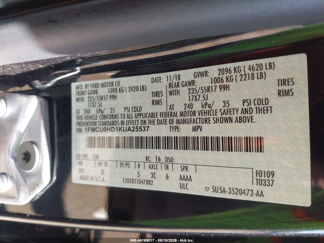 Ford ESCAPE SEL 2019 1FMCU0HD1KUA25537 Image 9