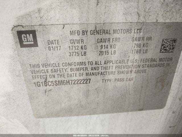 Chevrolet Cruze Ls Auto 2017 1G1BC5SM6H7222227 Image 9