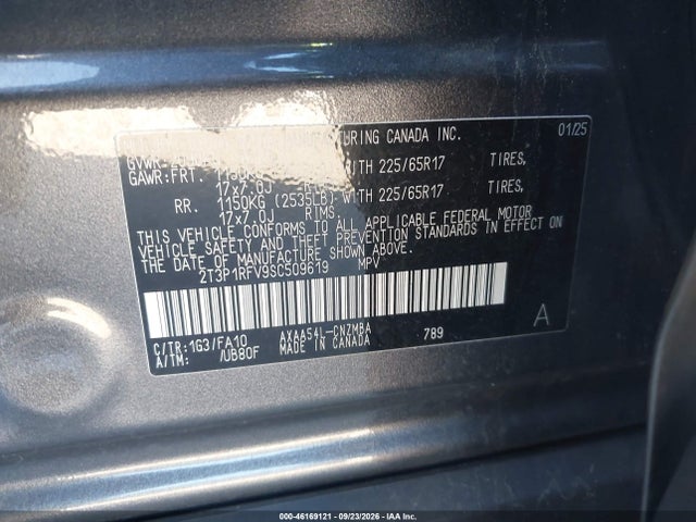 Продаж на аукціоні авто 2025 Toyota Rav4 Xle, vin: 2T3P1RFV9SC509619, номер лоту: 46169121