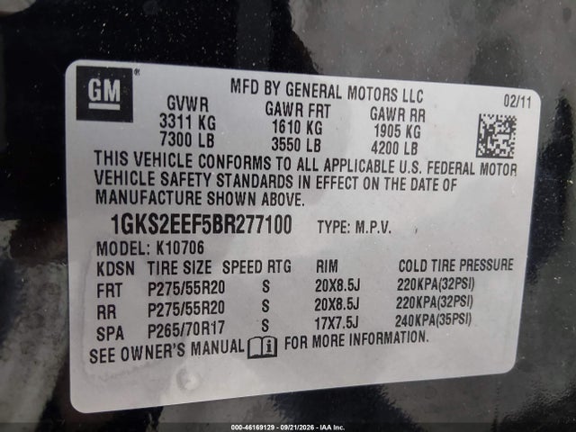 Aukcja sprzedaży 2011 Gmc Yukon Denali, vin: 1GKS2EEF5BR277100, numer aukcji: 46169129