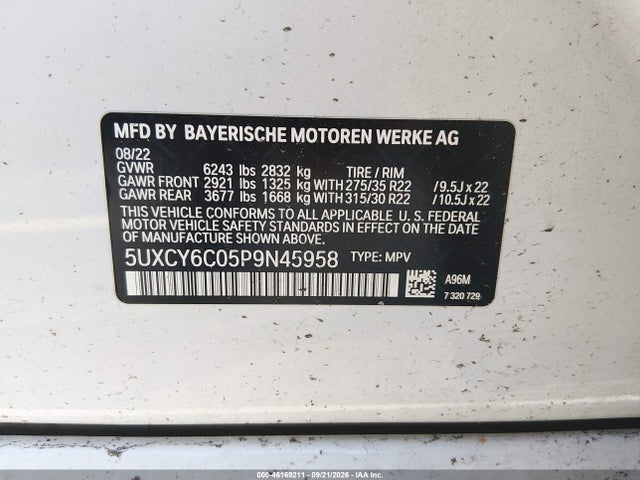 Aukcja sprzedaży 2023 Bmw X6 Xdrive40i, vin: 5UXCY6C05P9N45958, numer aukcji: 46169211