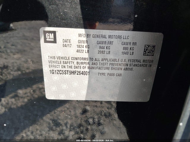 Продажа на аукционе авто 2017 Chevrolet Malibu 1fl, vin: 1G1ZC5ST9HF264001, номер лота: 46169256