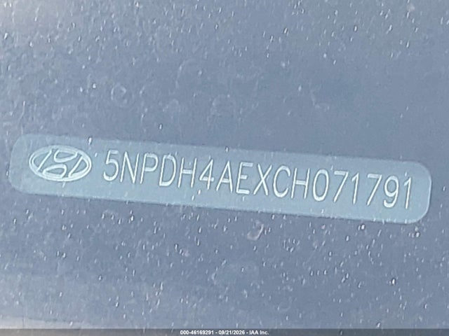 46169291 :رقم المزاد ، 5NPDH4AEXCH071791 vin ، 2012 Hyundai Elantra Gls مزاد بيع