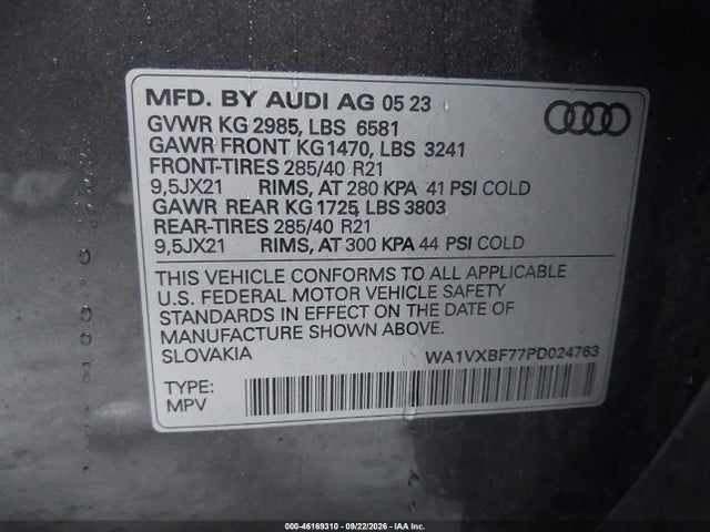 Продажа на аукционе авто 2023 Audi Q7 Prestige 55 Tfsi Quattro Tiptronic, vin: WA1VXBF77PD024763, номер лота: 46169310