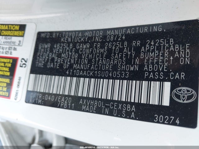 Продаж на аукціоні авто 2025 Toyota Camry Se, vin: 4T1DAACK1SU040533, номер лоту: 46169314