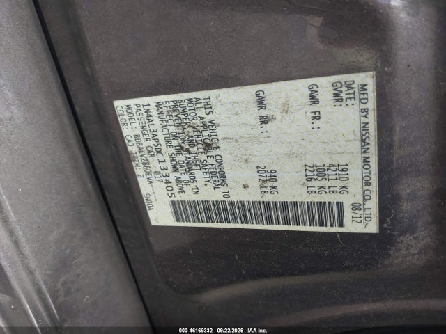 46169332 :رقم المزاد ، 1N4AL3AP5DC133405 vin ، 2013 Nissan Altima 2.5 Sl مزاد بيع