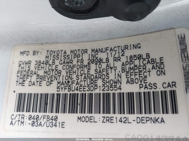 Продажа на аукционе авто 2013 Toyota Corolla Le, vin: 5YFBU4EE3DP123554, номер лота: 46169344