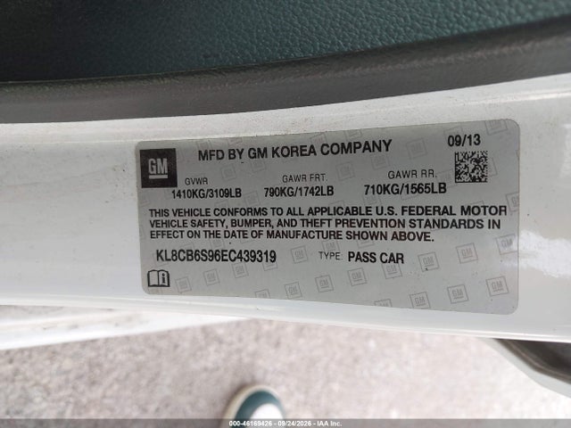 46169426 :رقم المزاد ، KL8CB6S96EC439319 vin ، 2014 Chevrolet Spark Ls Auto مزاد بيع