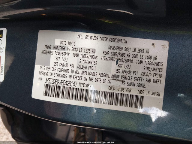 Aukcja sprzedaży 2014 Mazda Cx-9 Sport, vin: JM3TB2BAXE0428147, numer aukcji: 46169438