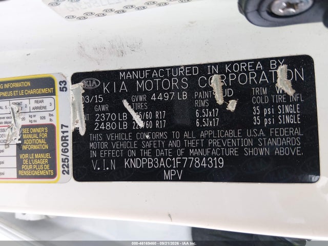 Aukcja sprzedaży 2015 Kia Sportage Lx, vin: KNDPB3AC1F7784319, numer aukcji: 46169460