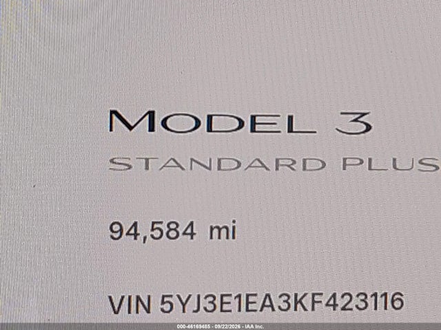 Продаж на аукціоні авто 2019 Tesla Model 3 Long Range/mid Range/standard Range/standard Range Plus, vin: 5YJ3E1EA3KF423116, номер лоту: 46169485