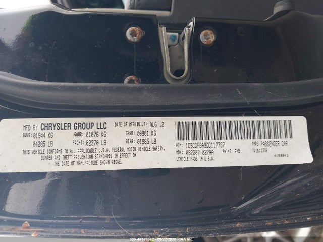 46169542 :رقم المزاد ، 1C3CDFBA9DD117797 vin ، 2013 Dodge Dart Rallye مزاد بيع