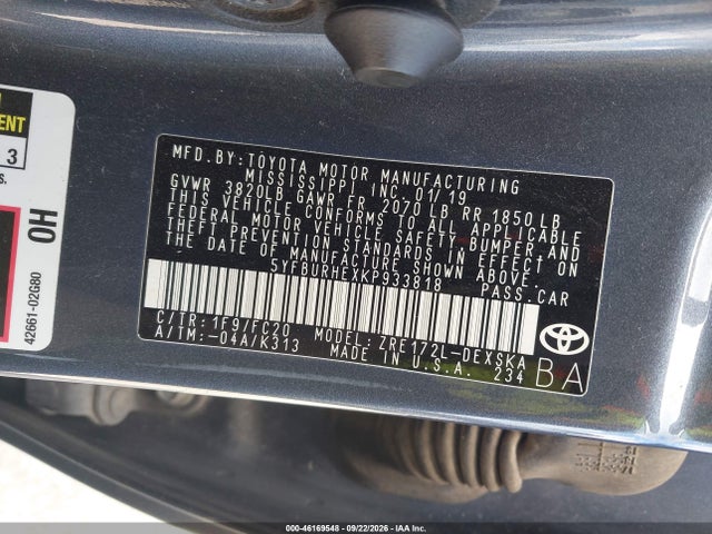 Aukcja sprzedaży 2019 Toyota Corolla Se, vin: 5YFBURHEXKP933818, numer aukcji: 46169548