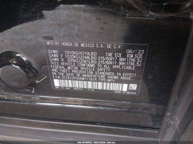Aukcja sprzedaży 2024 Honda Hr-v Awd Lx, vin: 3CZRZ2H30RM711824, numer aukcji: 46169552