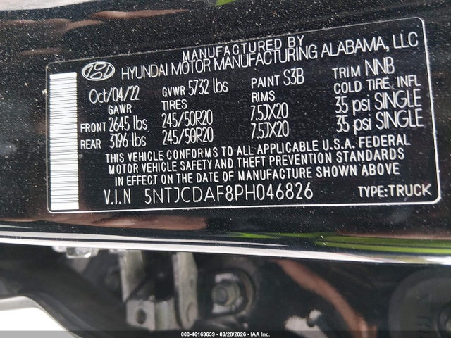 Продажа на аукционе авто 2023 Hyundai Santa Cruz Night, vin: 5NTJCDAF8PH046826, номер лота: 46169639