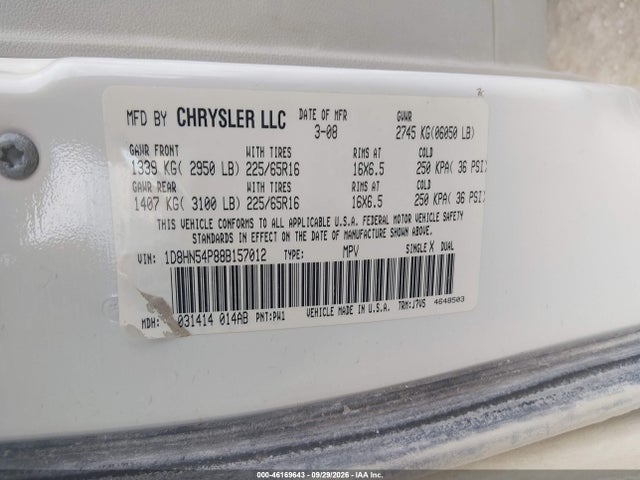 Aukcja sprzedaży 2008 Dodge Grand Caravan Sxt, vin: 1D8HN54P88B157012, numer aukcji: 46169643