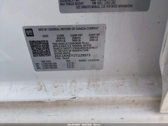 Aukcja sprzedaży 2026 Chevrolet Silverado 2500 Hd , Standard Bed, Lt, 4wd, vin: 2GC1KNEY1T1128573, numer aukcji: 46169663