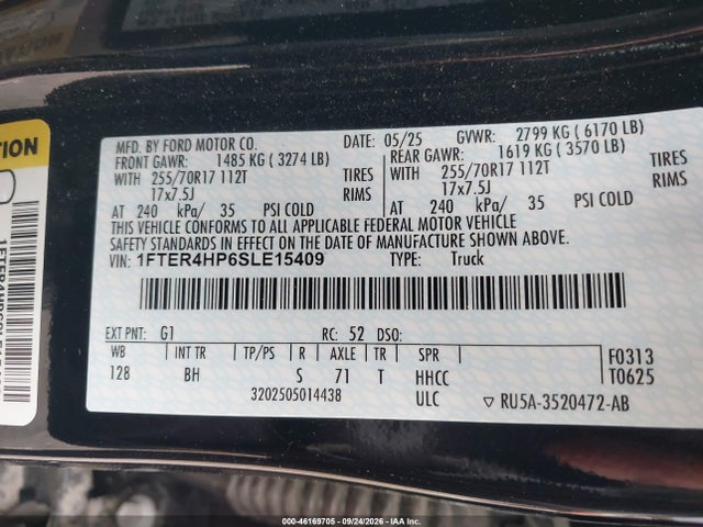 Ford Ranger Xlt 2025 1FTER4HP6SLE15409 Image 9