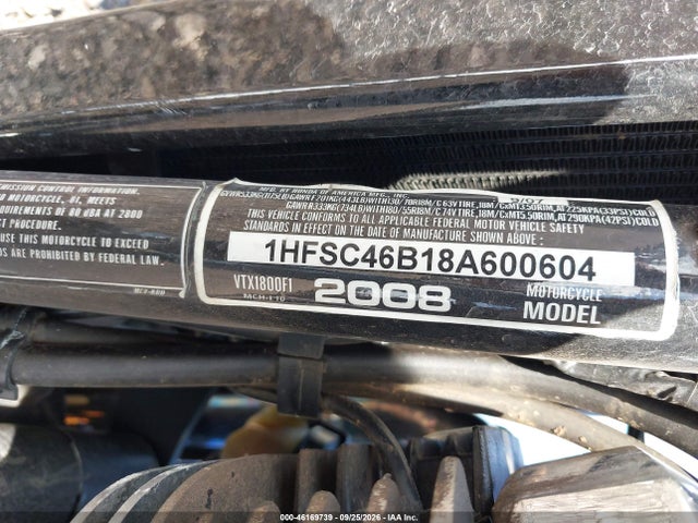 2008 Honda Vtx1800 F1 მანქანა იყიდება აუქციონზე, vin: 1HFSC46B18A600604, აუქციონის ნომერი: 46169739