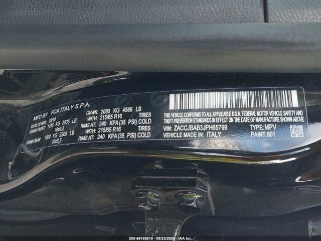 46169818 :رقم المزاد ، ZACCJBAB3JPH65799 vin ، 2018 Jeep Renegade Sport 4x4 مزاد بيع