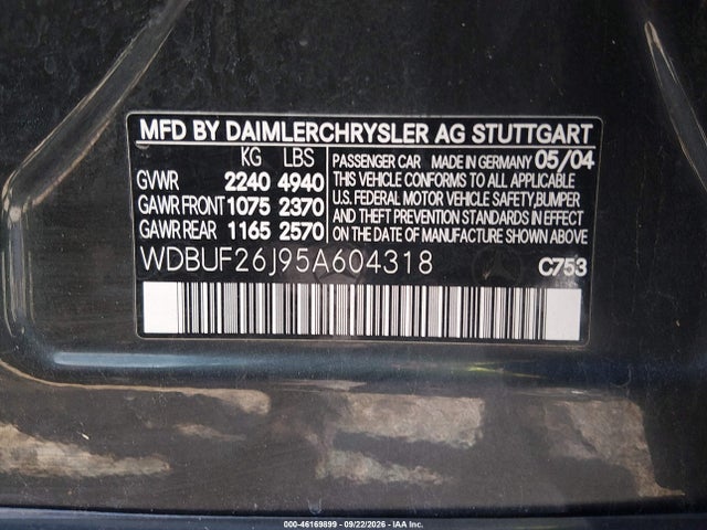 Продаж на аукціоні авто 2005 Mercedes-benz E 320 Cdi, vin: WDBUF26J95A604318, номер лоту: 46169899