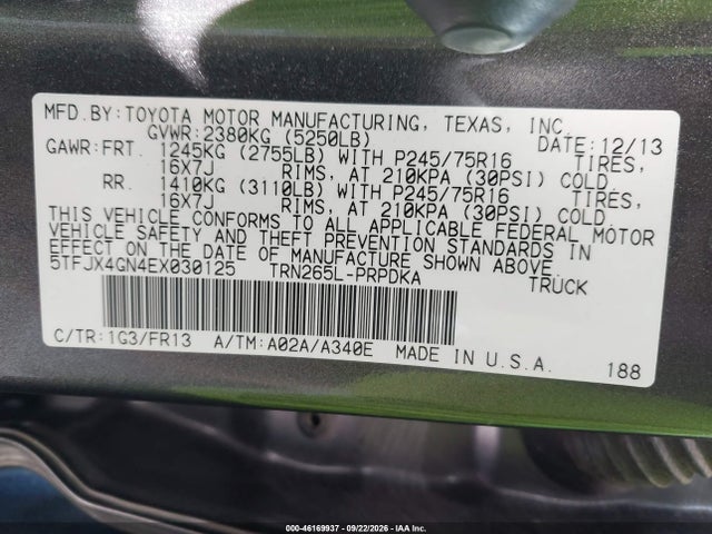 Toyota Tacoma Prerunner 2014 5TFJX4GN4EX030125 Image 9