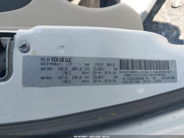 2017 Dodge Grand Caravan Sxt მანქანა იყიდება აუქციონზე, vin: 2C4RDGCG3HR672388, აუქციონის ნომერი: 46169951