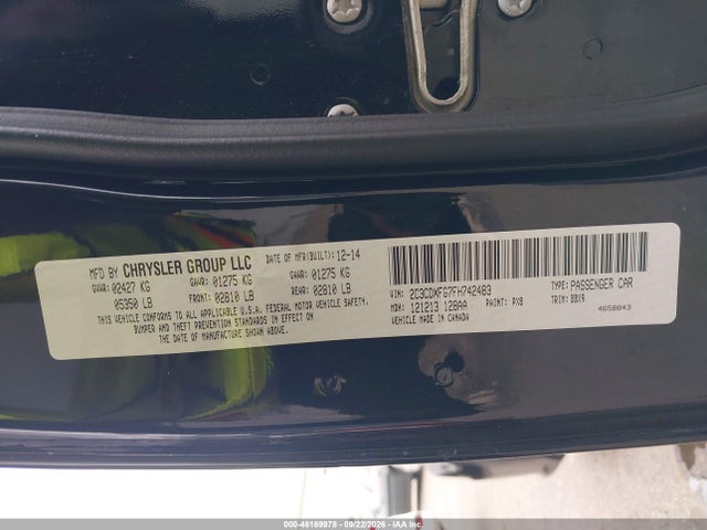 46169978 :رقم المزاد ، 2C3CDXFG7FH742483 vin ، 2015 Dodge Charger Se مزاد بيع