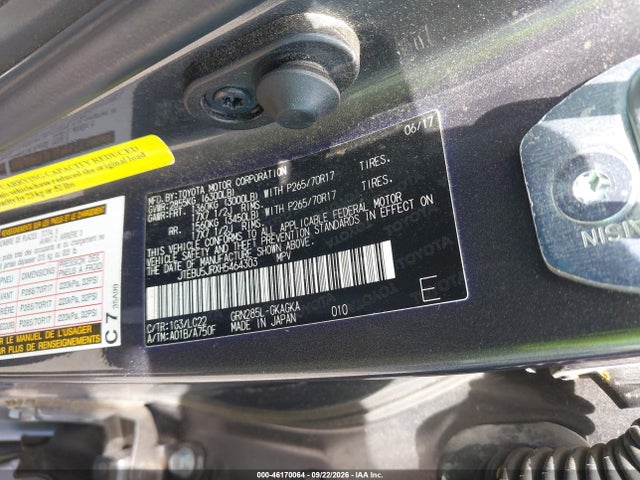 2017 Toyota 4runner Trd Off Road Premium მანქანა იყიდება აუქციონზე, vin: JTEBU5JRXH5464303, აუქციონის ნომერი: 46170064