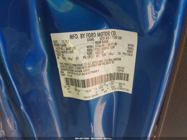 Продаж на аукціоні авто 2013 Ford F-150 Stx, vin: 1FTFX1CF3DKD76861, номер лоту: 46170095