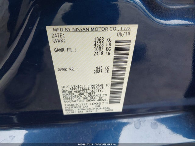 Nissan Altima Sr Fwd 2020 1N4BL4CV2LC100673 Image 9